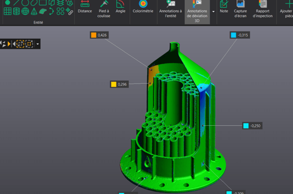 Colorimetrie-1 Piece mécanique contrôle dimensionnellement à la suite d'un scan 3D